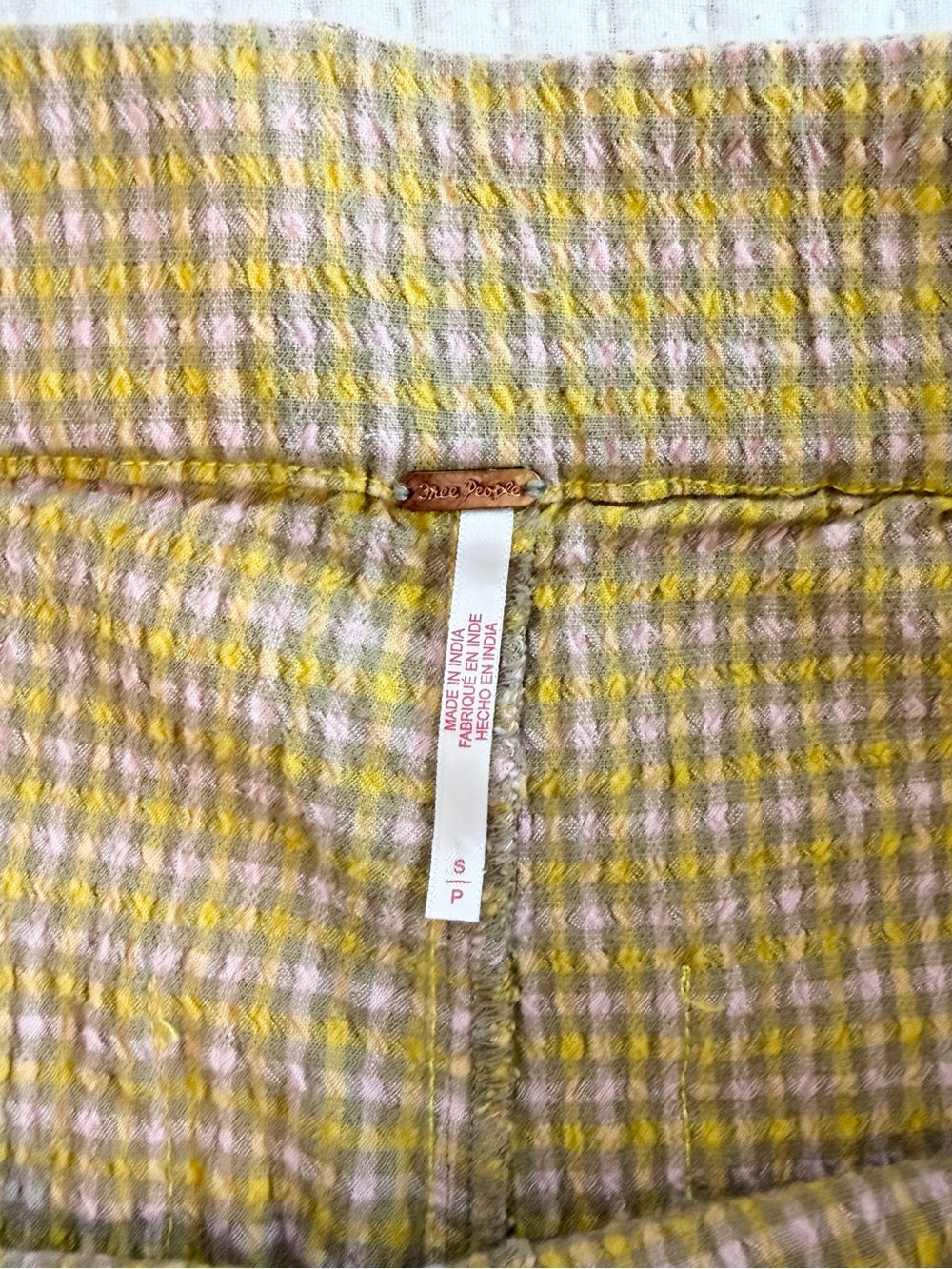 Free People In My Feelings Slim Crop Gingham Plaid Pants in Yellow - Picture 7 of 11